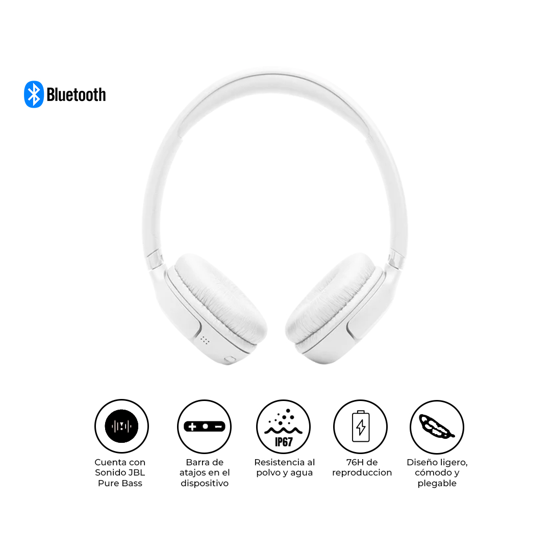 JBL AUDÍFONOS TUNE 530BT BLUETOOTH 6.0 76H PURE BASS BLANCO - 1