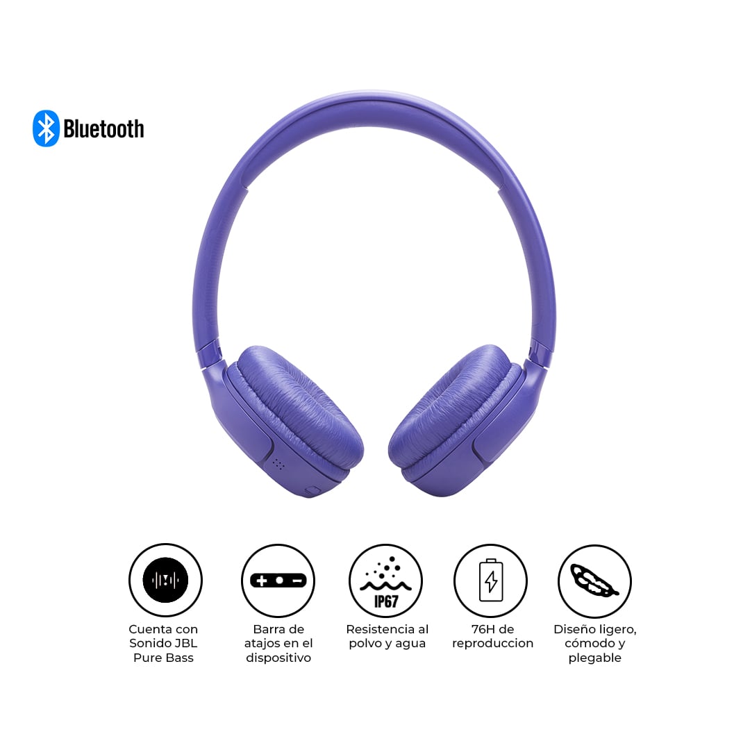 JBL AUDÍFONOS TUNE 530BT BLUETOOTH 6.0 76H PURE BASS LAVANDA - 1
