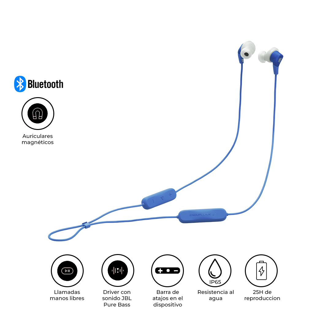 JBL AUDÍFONOS ENDURANCE RUN 3 BLUETOOTH IP65 25H AZUL - 1