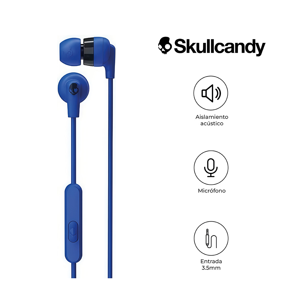 SKULLCANDY AUDÍFONOS INKD+ S2IMY-M686  CON CABLE Y MICRÓFONO AZUL - 1