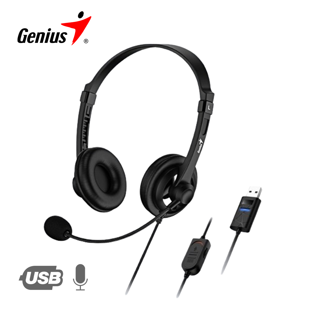 GENIUS HS-230U AUDÍFONOS USB CON MICRÓFONO PARA PC LAPTOP NEGRO - 1