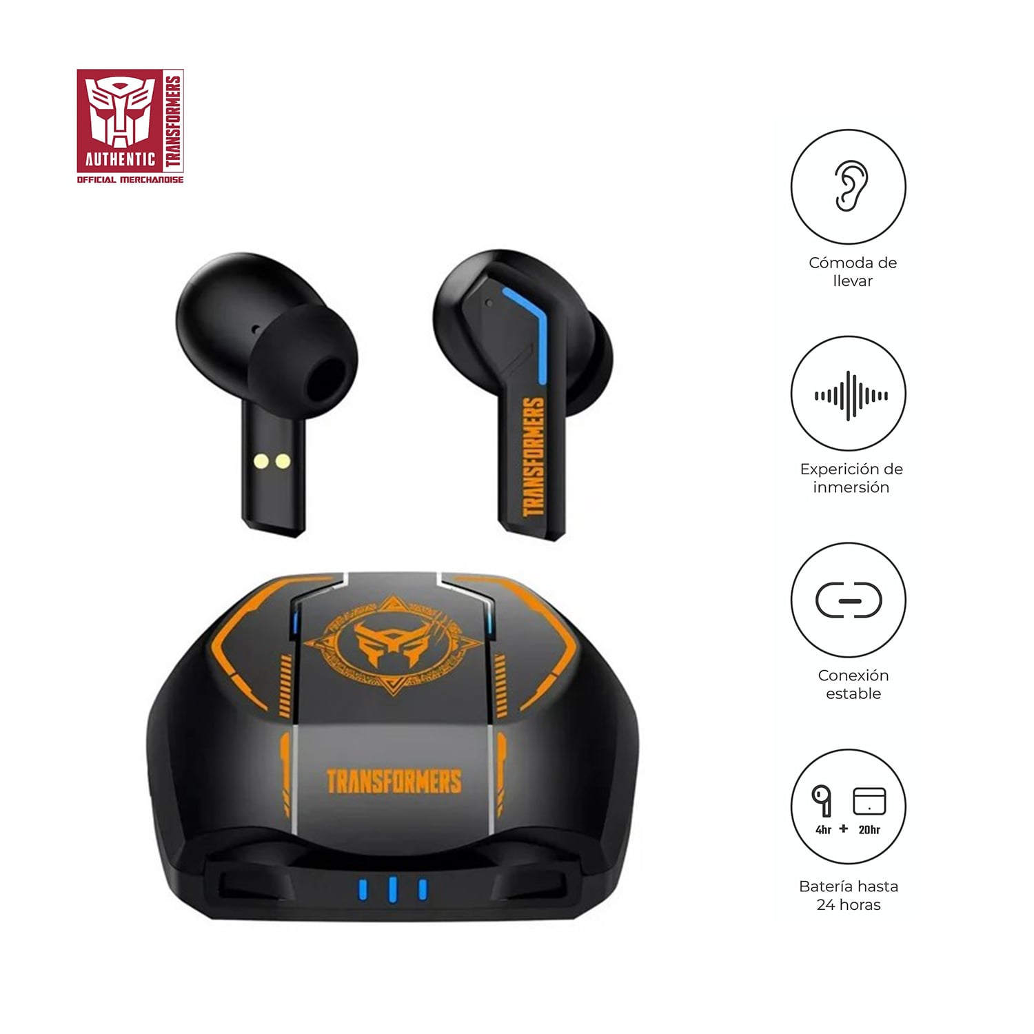 TRANSFORMERS AUDÍFONOS BLUETOOTH TF-T06 TWS 24 HRS NEGRO - 1