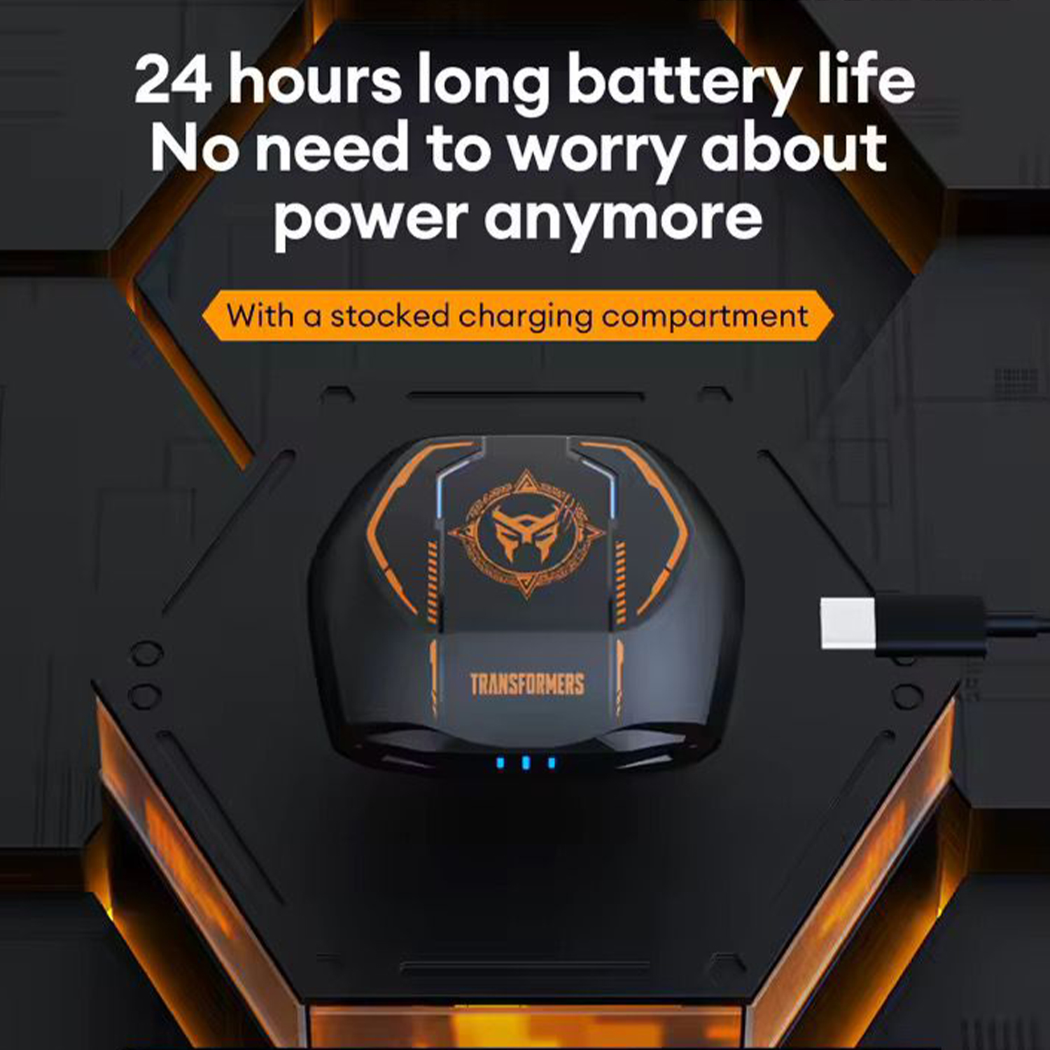 TRANSFORMERS AUDÍFONOS BLUETOOTH TF-T06 TWS 24 HRS NEGRO - 5