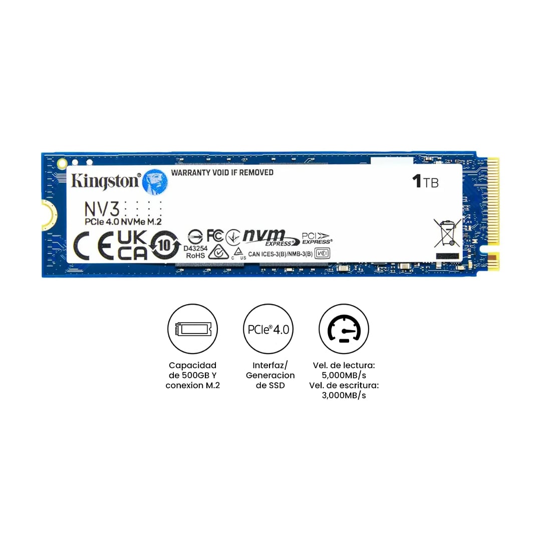 KINGSTON DISCO DURO SOLIDO SSDNV3 1TB M.2 NVME PCIE 4.0 6000MB/S - 1