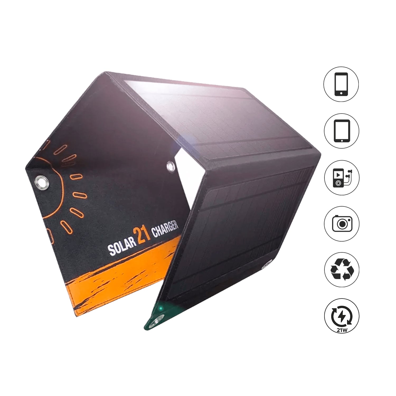 CARGADOR PANEL SOLAR PLEGABLE SPL-01 21W IMPERMEABLE 2 USB-A - 1