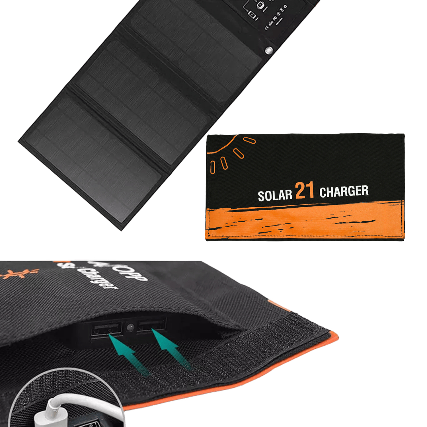 CARGADOR PANEL SOLAR PLEGABLE SPL-01 21W IMPERMEABLE 2 USB-A - 7