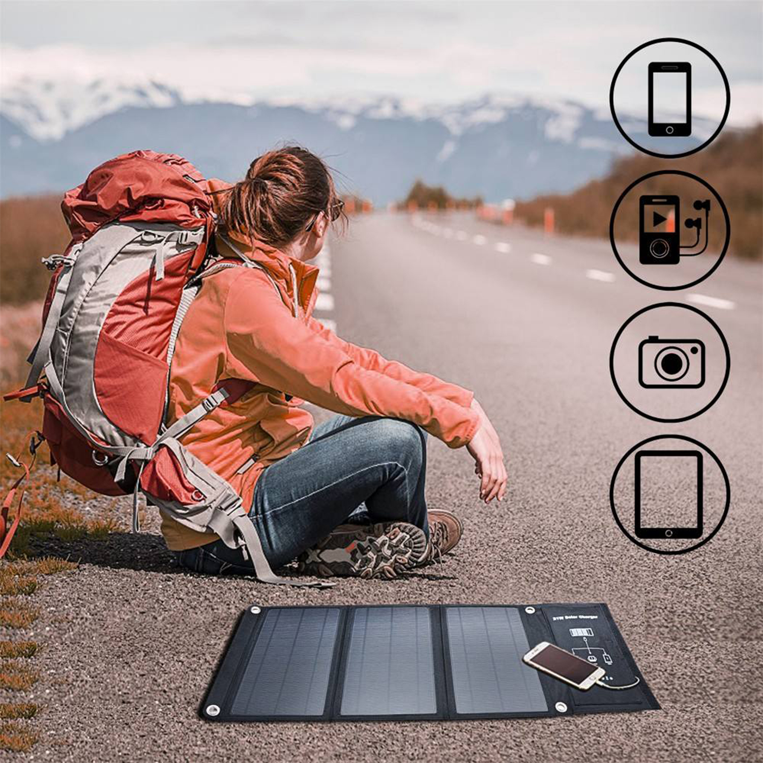 CARGADOR PANEL SOLAR PLEGABLE SPL-01 21W IMPERMEABLE 2 USB-A - 9