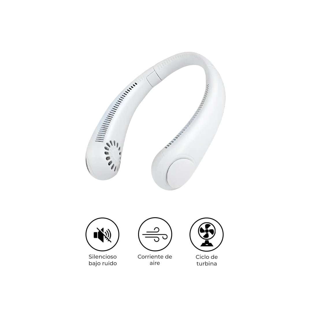VENTILADOR CUELLO PORTÁTIL RECARGABLE DIGITAL BLANCO USB H9-WH - 1