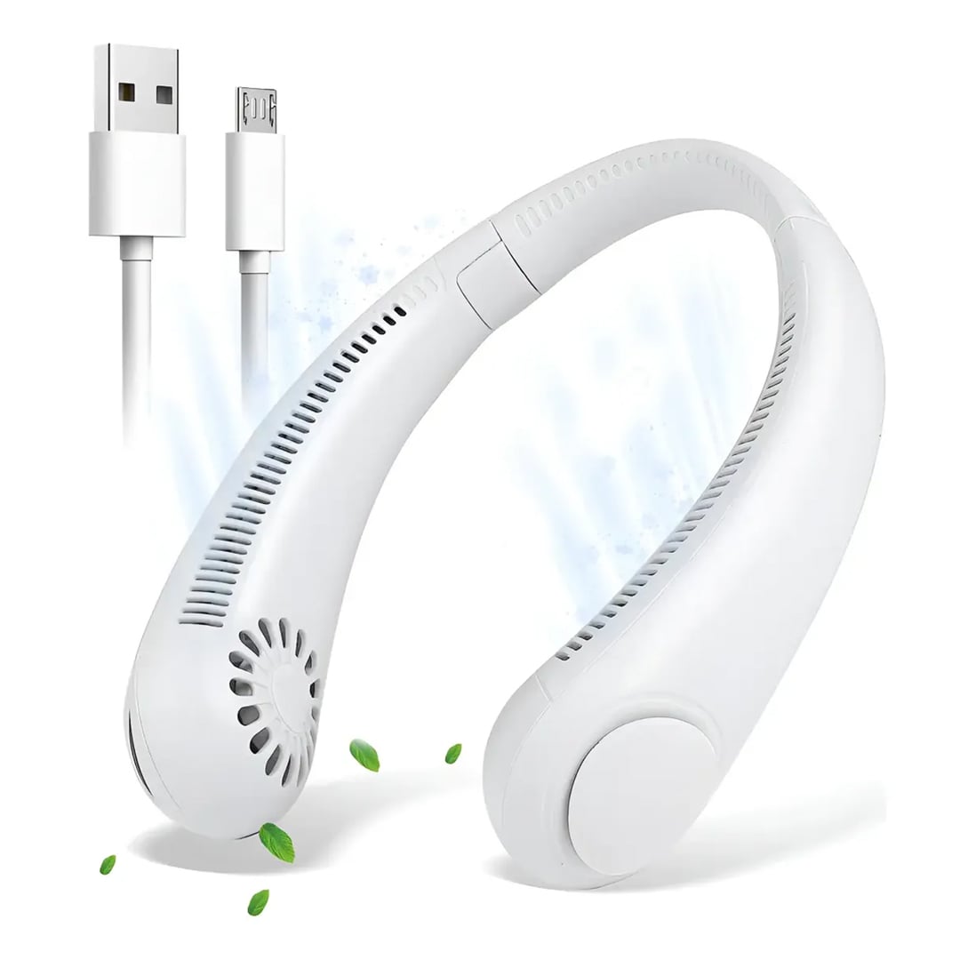 VENTILADOR CUELLO PORTÁTIL RECARGABLE DIGITAL BLANCO USB H9-WH - 2