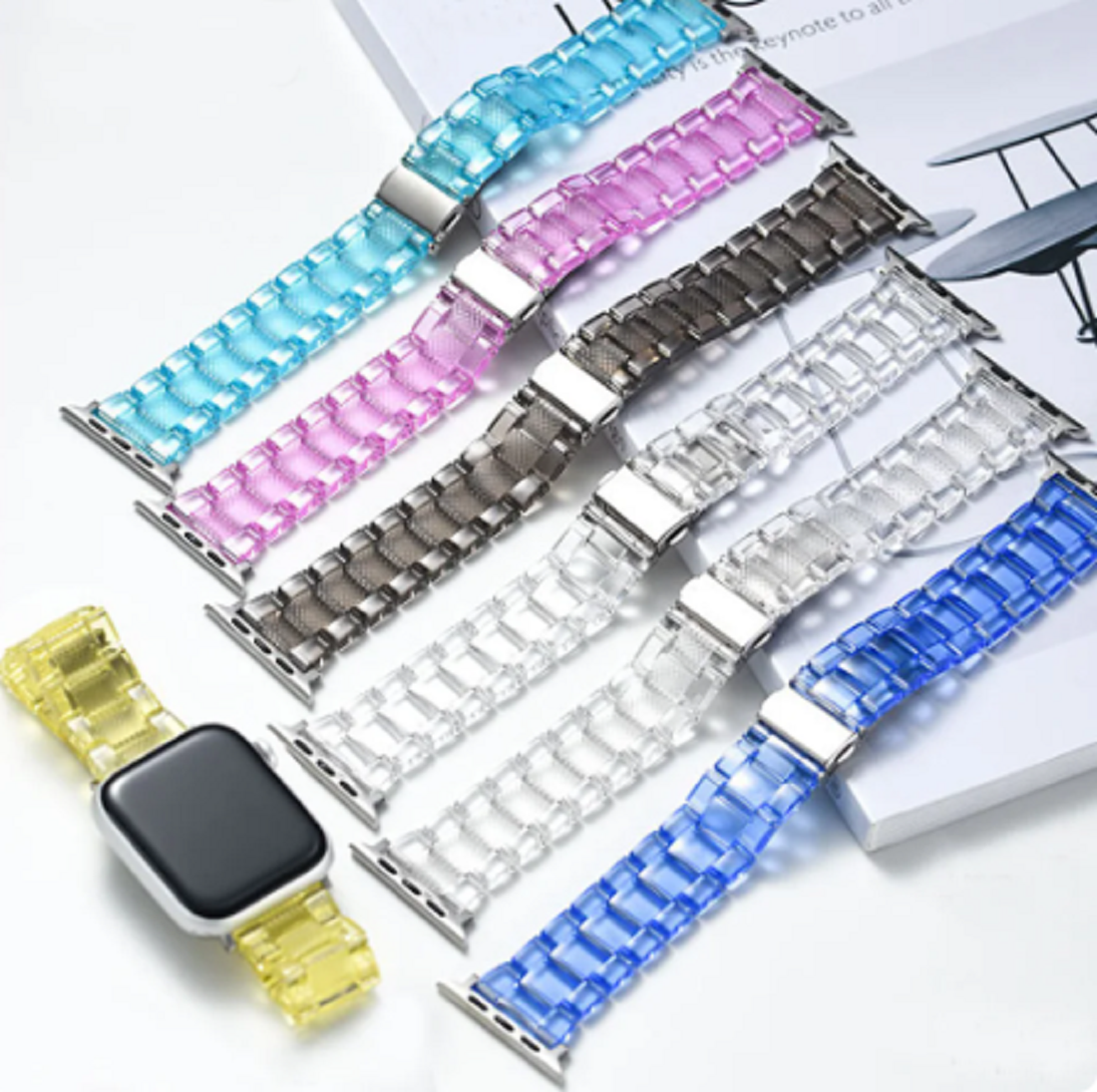 CORREA PARA SMART WATCH Y APPLE WATCH TRANSPARENTE EN ACRILICO - 1