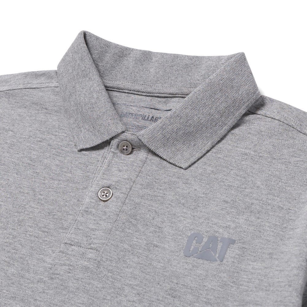 POLO HOMBRE CAT LOGO PIQUE GRIS - 3
