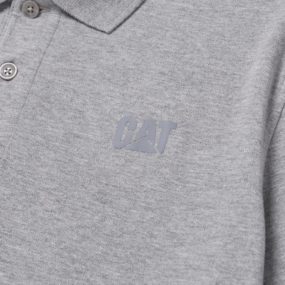 POLO HOMBRE CAT LOGO PIQUE GRIS - 4