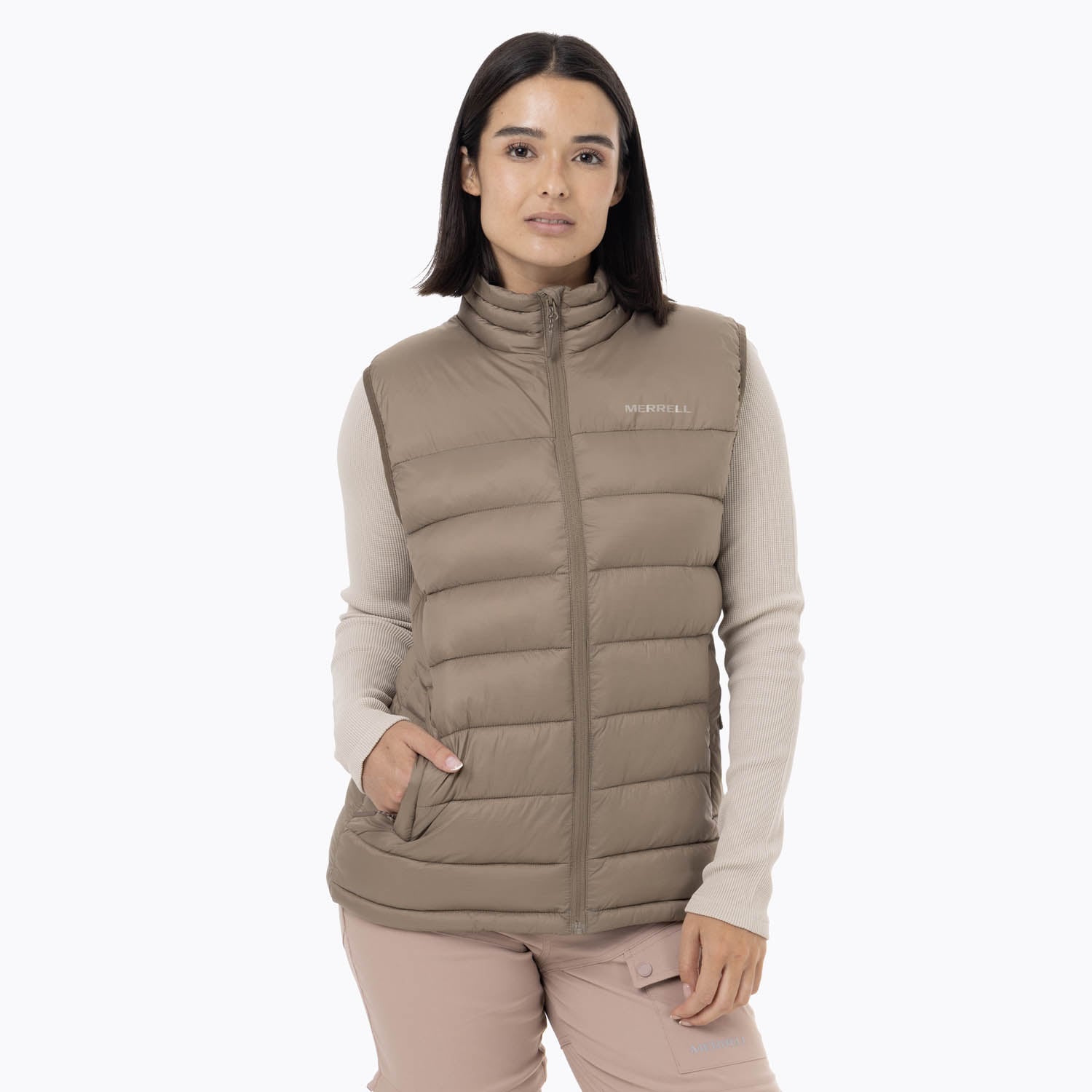 CHALECO MUJER VEST PARKA MARRÓN - 1