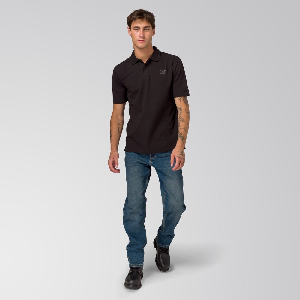 POLO HOMBRE CAT LOGO PIQUE NEGRO - 3
