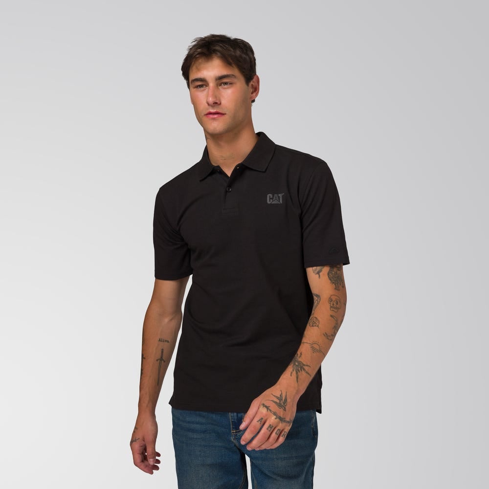 POLO HOMBRE CAT LOGO PIQUE NEGRO - 4