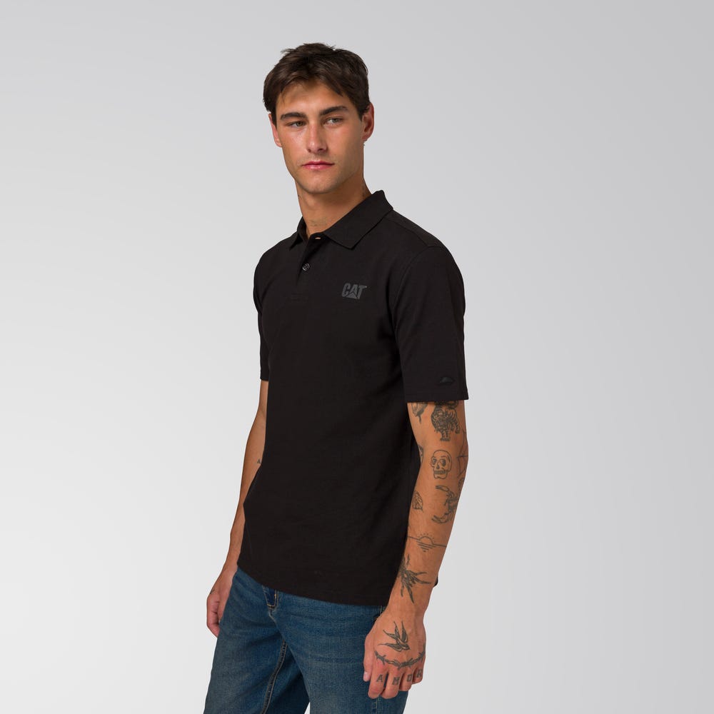 POLO HOMBRE CAT LOGO PIQUE NEGRO - 5