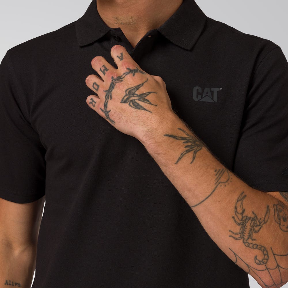 POLO HOMBRE CAT LOGO PIQUE NEGRO - 8