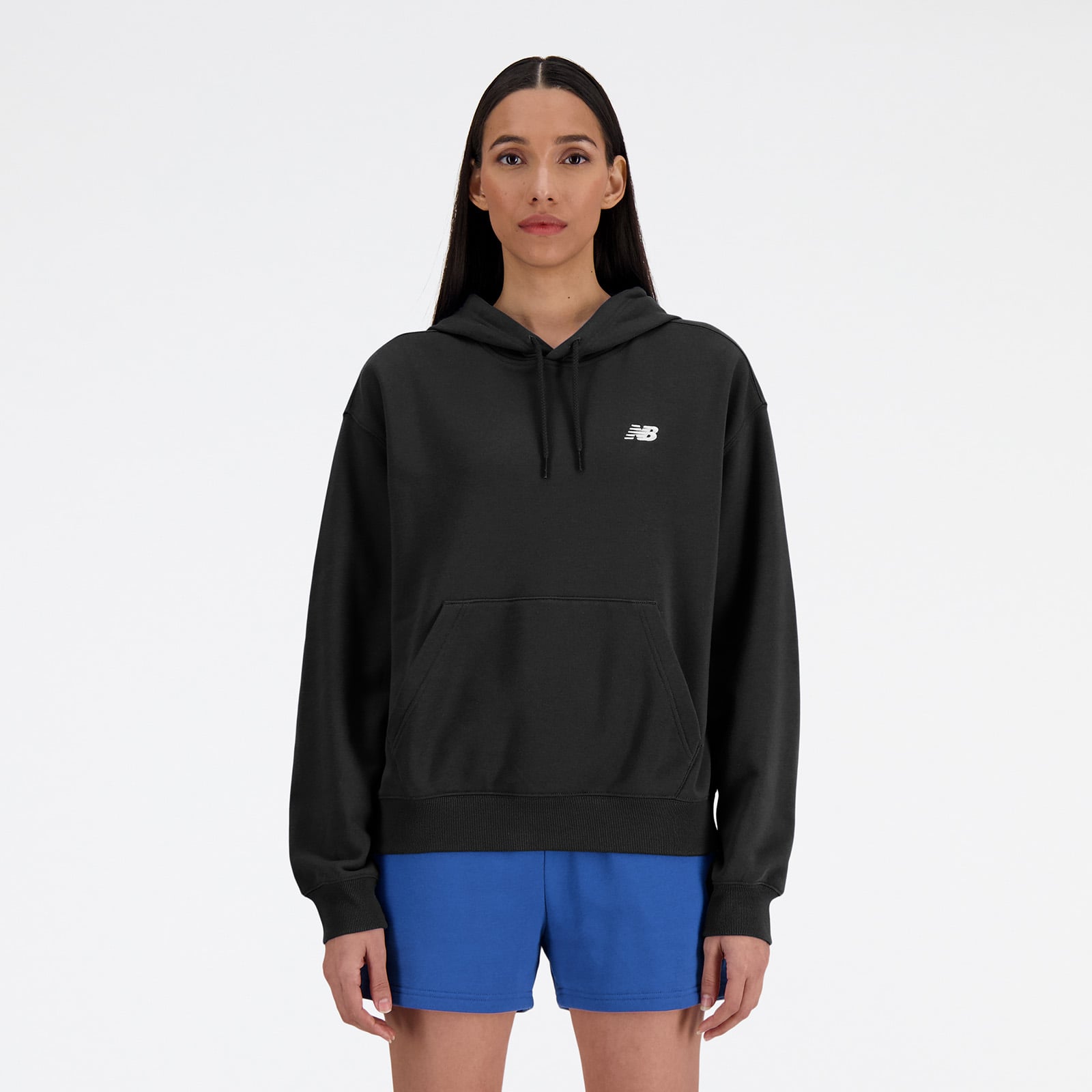 POLERA MUJER SPORT ESSENTIALS FRENCH TERRY HOODIE NEGRO - 1
