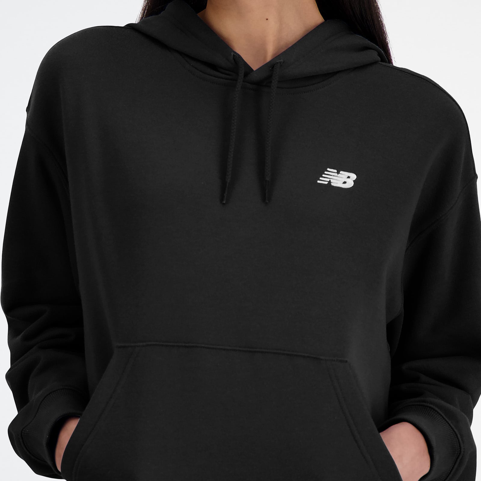 POLERA MUJER SPORT ESSENTIALS FRENCH TERRY HOODIE NEGRO - 4