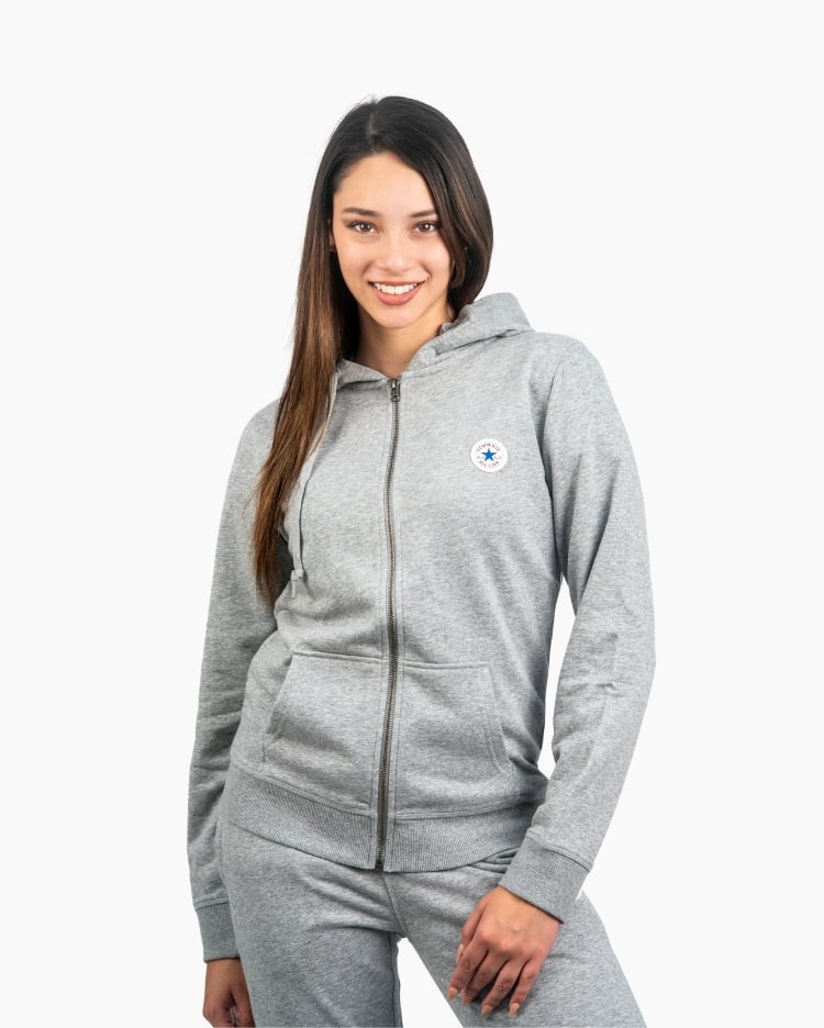 POLERA MUJER CORE FULL ZIP GRIS - 1
