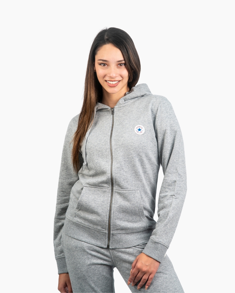 POLERA MUJER CORE FULL ZIP GRIS - 1