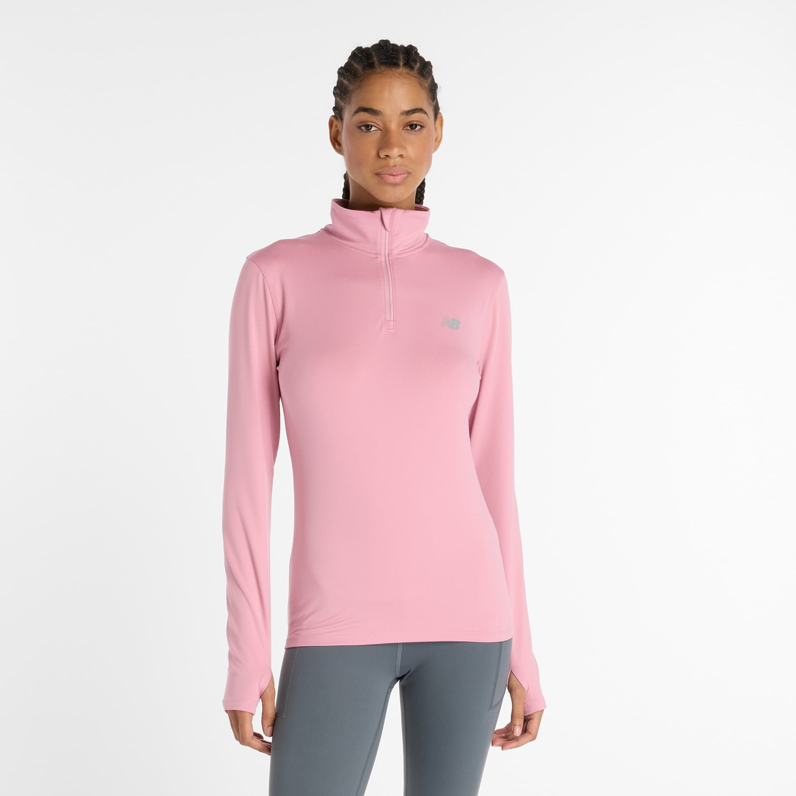 CASACA MUJER SPORT ESSENTIALS SPACE DYE QUARTER ZIP ROSADO - 1