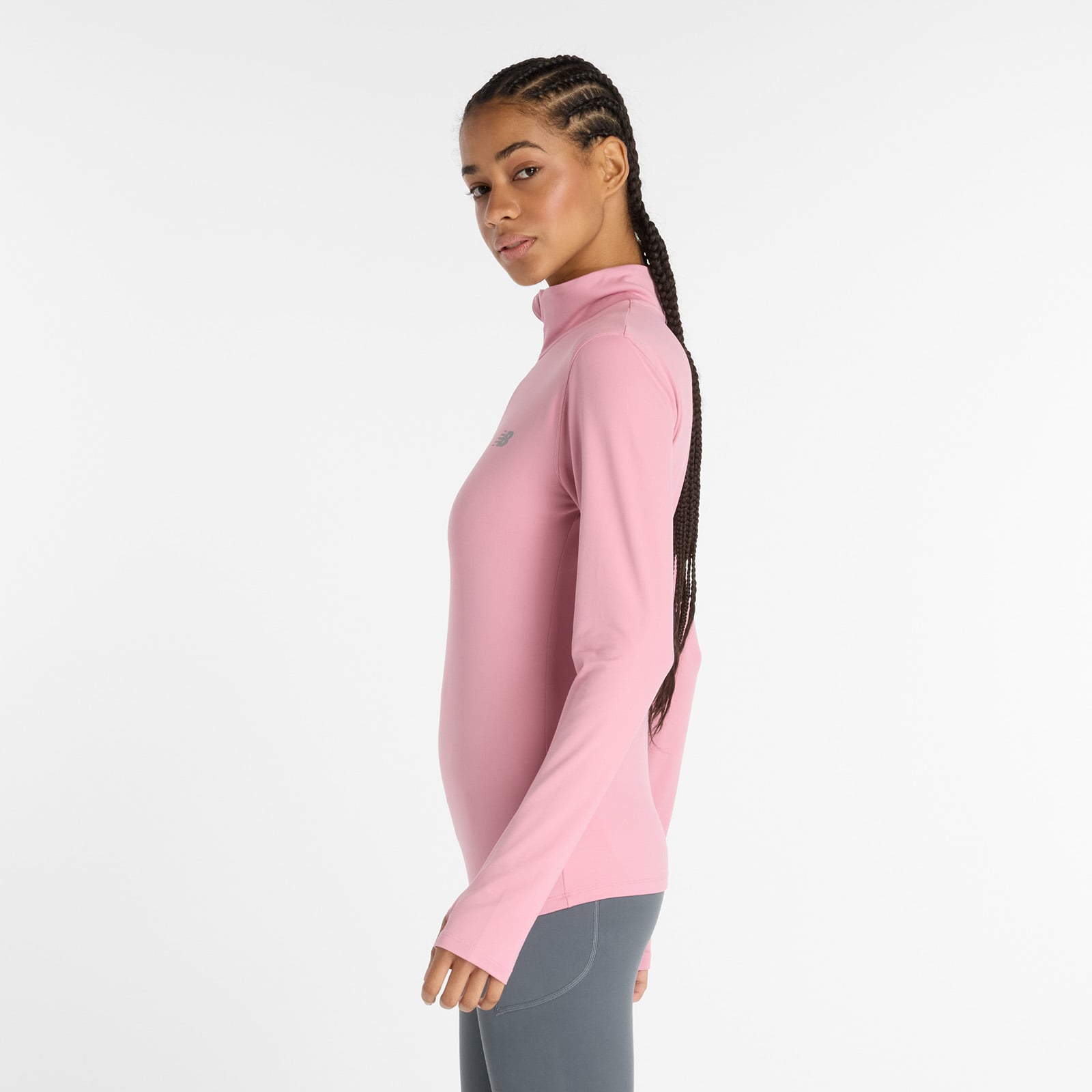 CASACA MUJER SPORT ESSENTIALS SPACE DYE QUARTER ZIP ROSADO - 2
