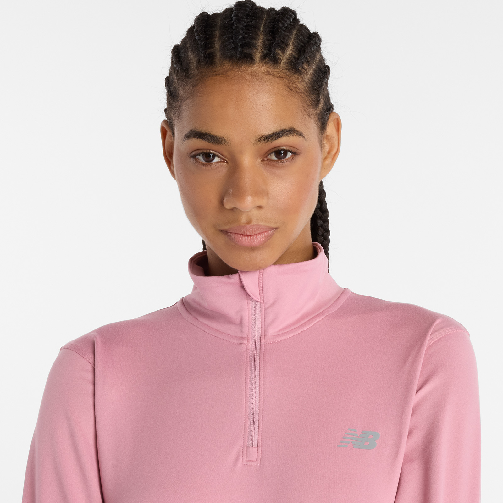 CASACA MUJER SPORT ESSENTIALS SPACE DYE QUARTER ZIP ROSADO - 4