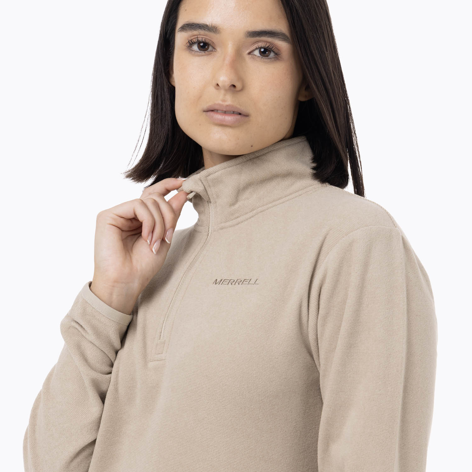 CASACA MUJER MICROFLEECE ZIP TOP ULTRA LIGHT BEIGE - 5