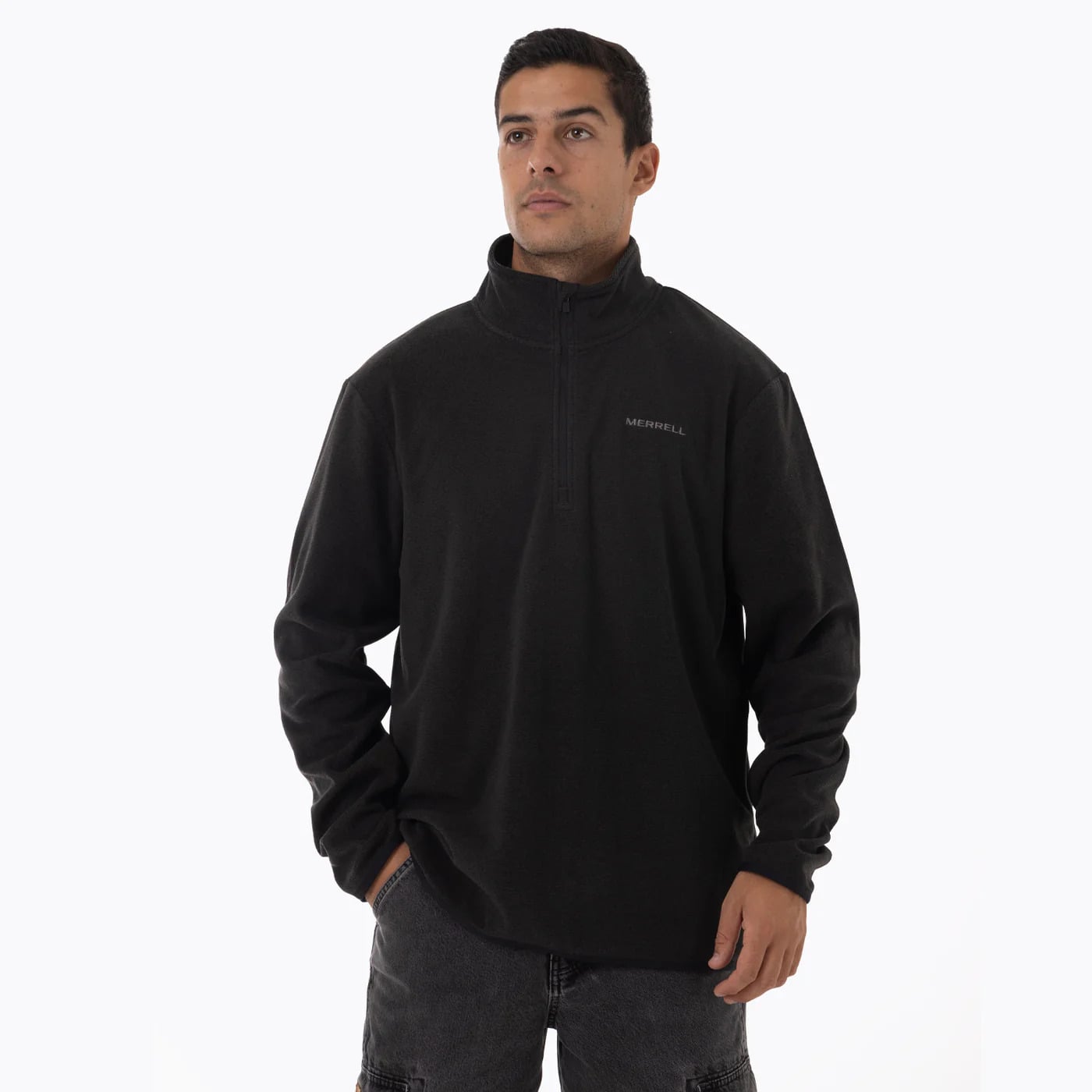 CASACA HOMBRE DEION MICROFLEECE ZIP TOP ULTRA LIGHT NEGRO - 1
