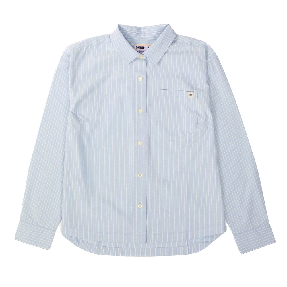 BLUSA MUJER OVERSIZED POPLIN CELESTE - 1
