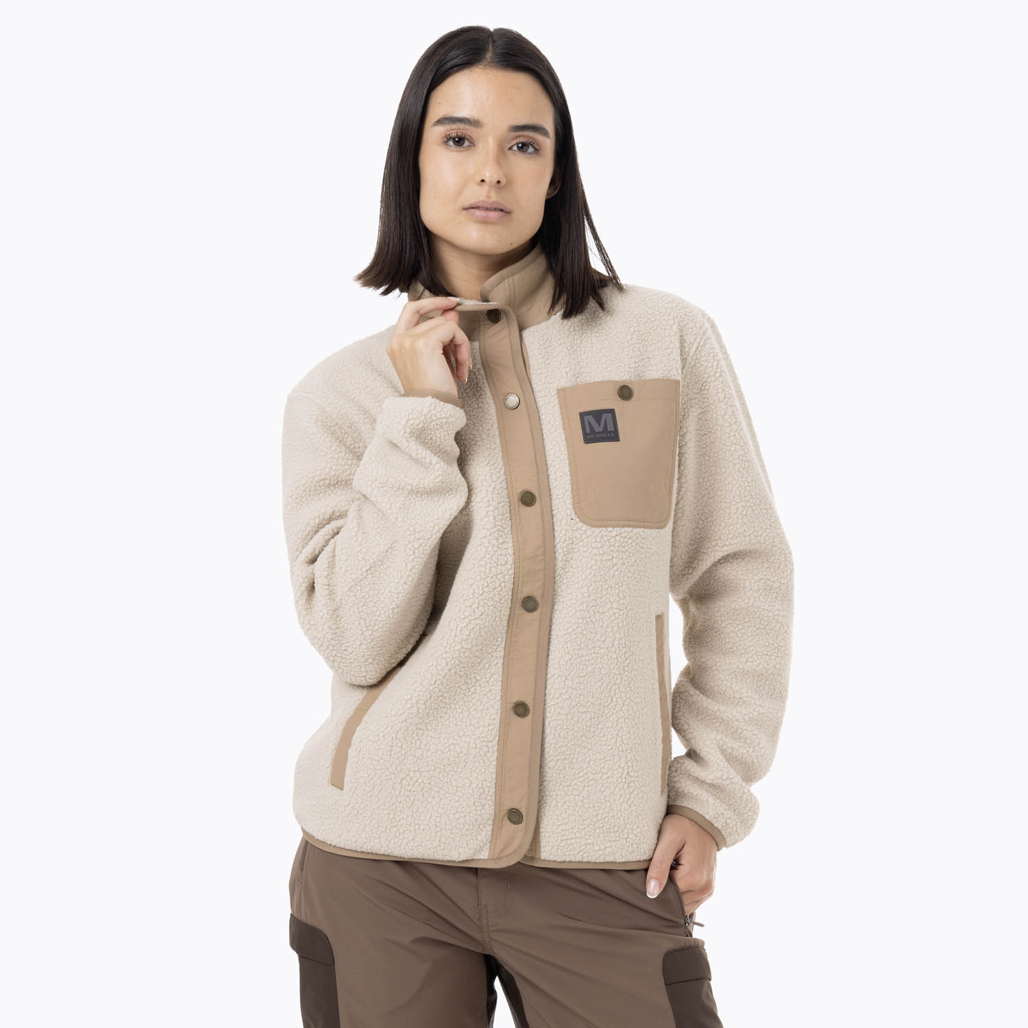 CASACA MUJER LIGHTWEIGHT FULL-ZIP SHERP BEIGE - 1