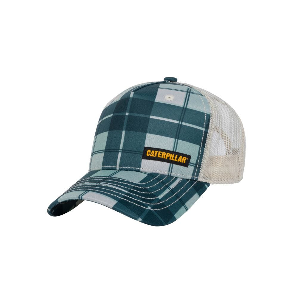 GORRO MUJER 5 PANEL PLAID TRUCKER VERDE - 1