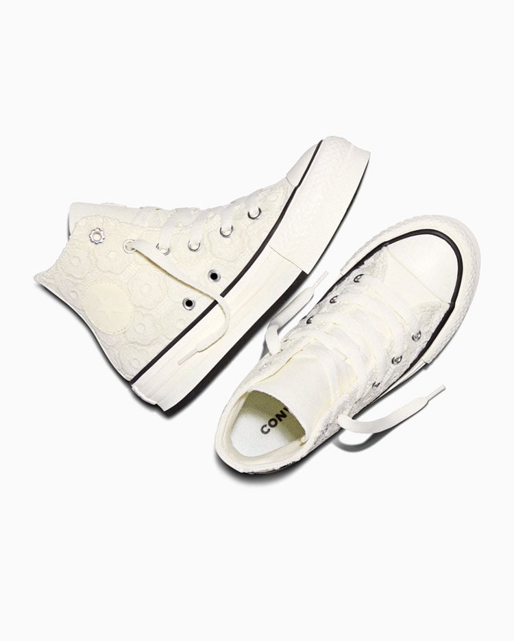 ZAPATILLAS NIÑA EVA LIFT PLATFORM FLORAL CROCHET CREMA - 3
