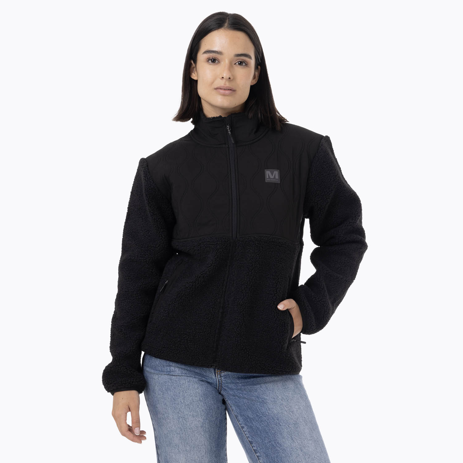 CASACA MUJER FULL-ZIP SHERPA NEGRO - 1