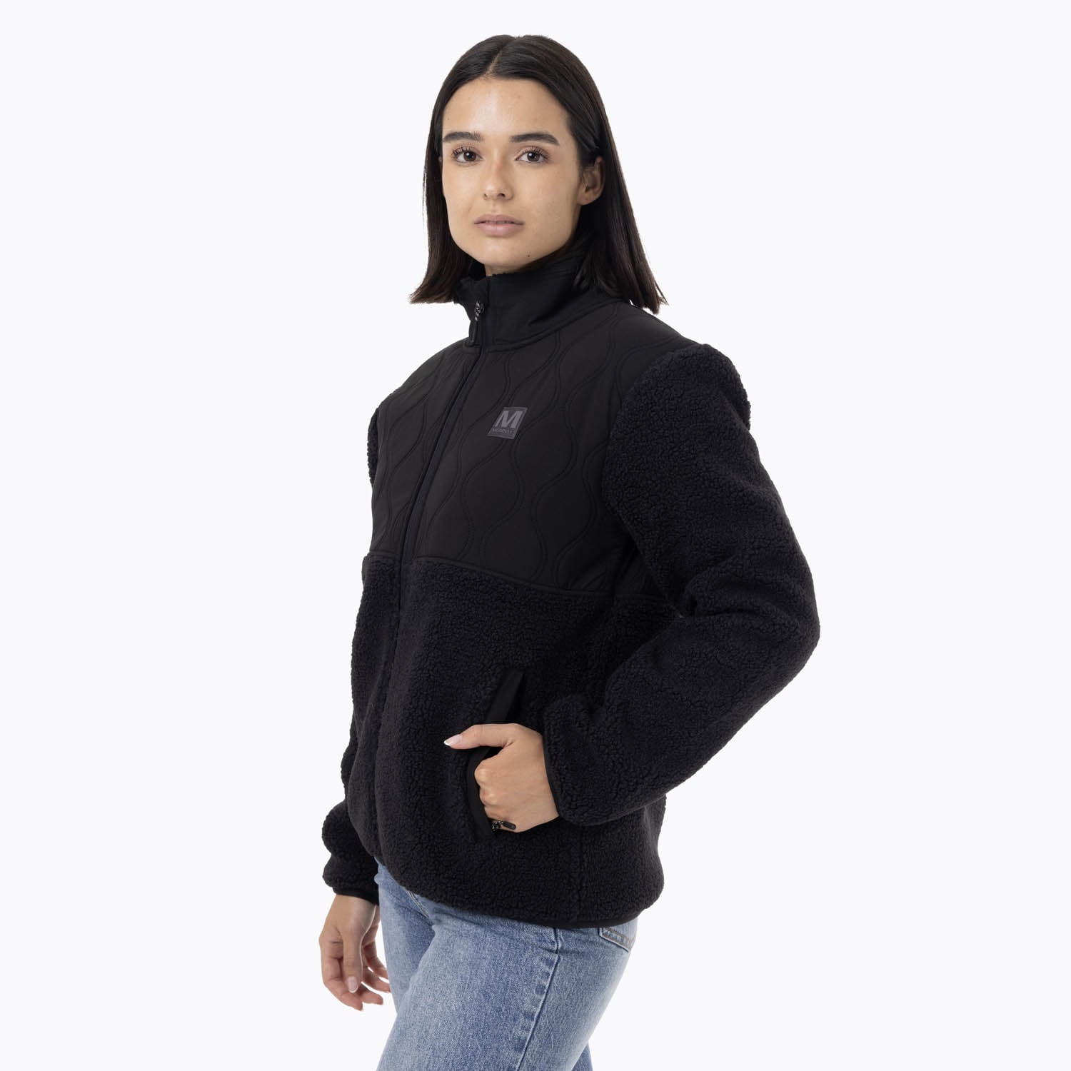 CASACA MUJER FULL-ZIP SHERPA NEGRO - 2