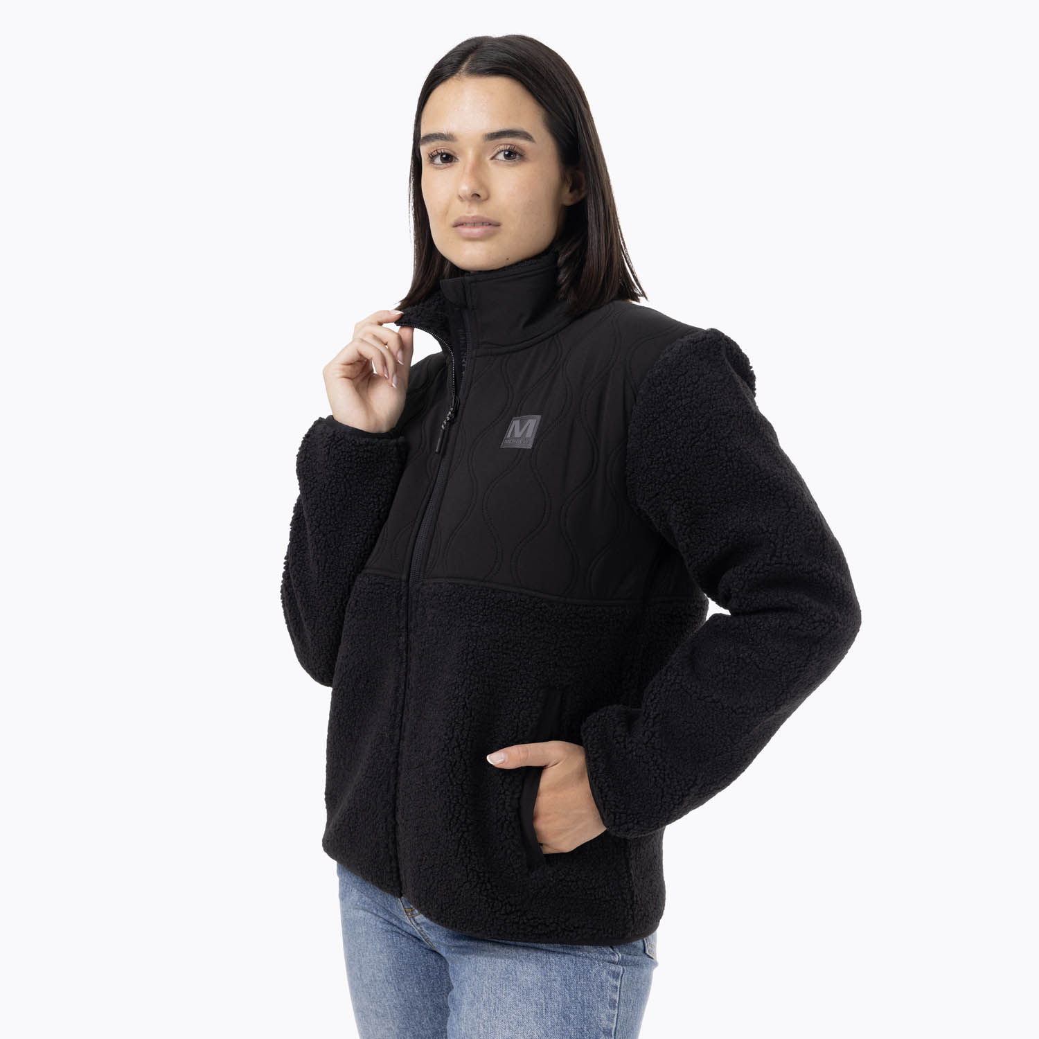CASACA MUJER FULL-ZIP SHERPA NEGRO - 3