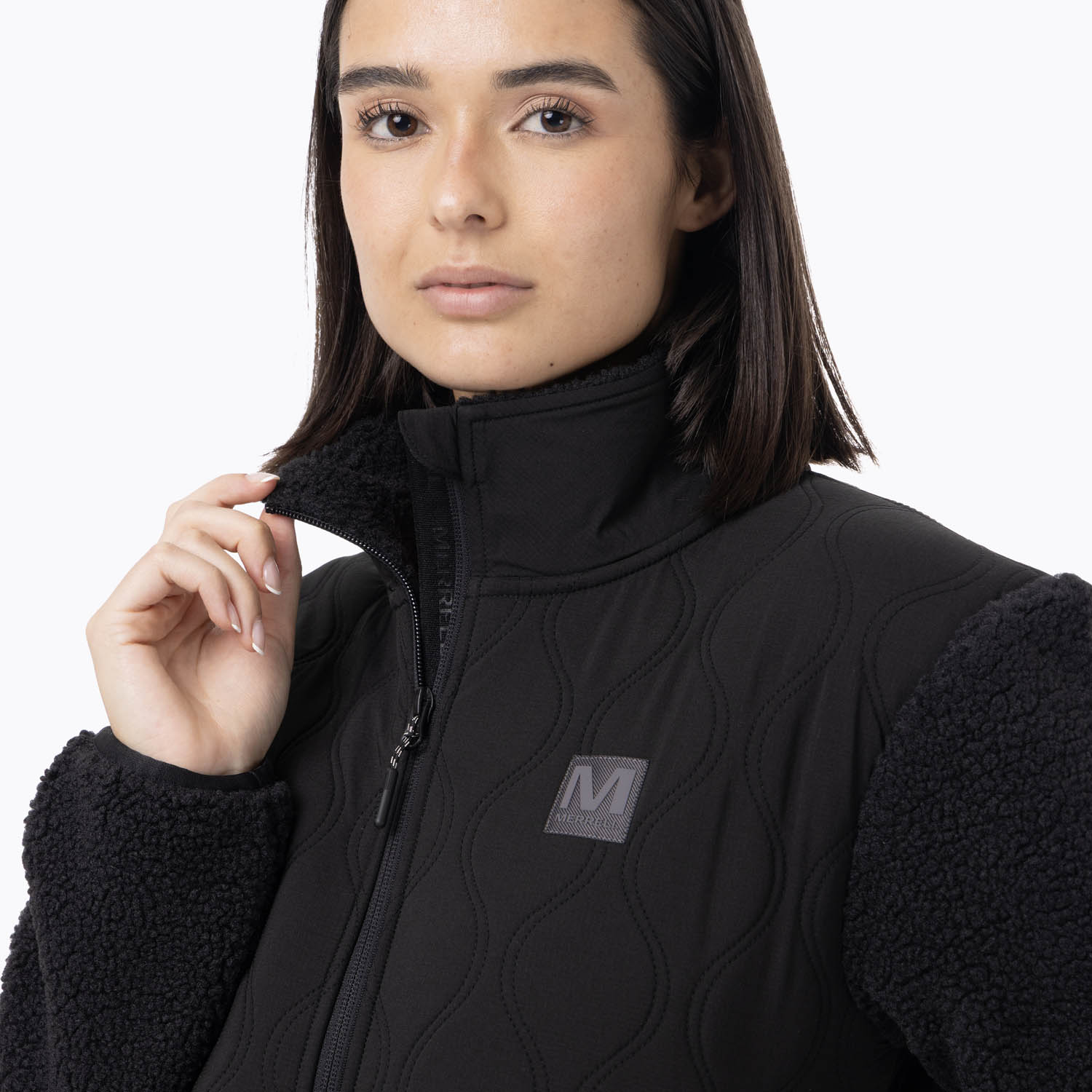 CASACA MUJER FULL-ZIP SHERPA NEGRO - 5