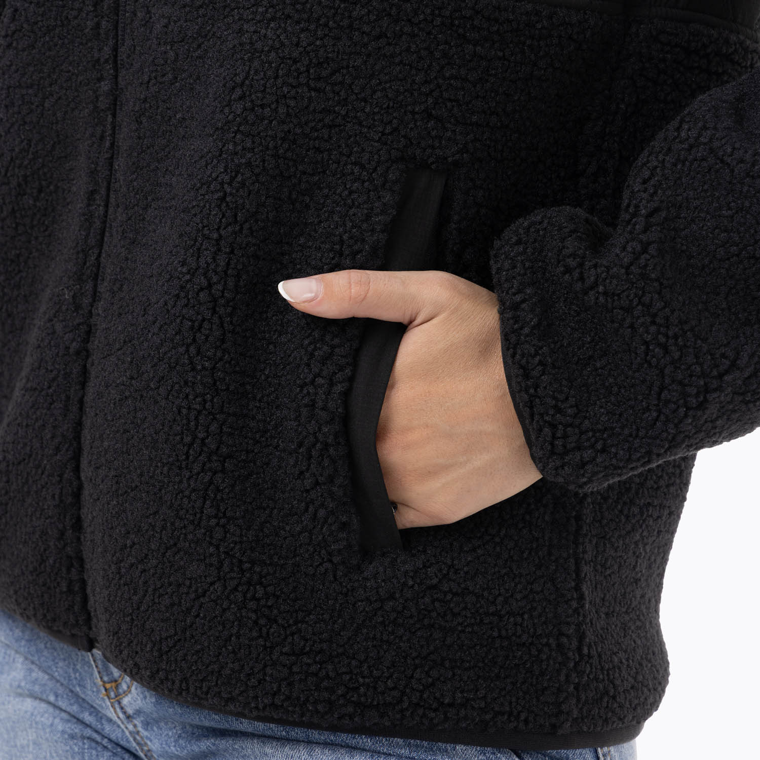 CASACA MUJER FULL-ZIP SHERPA NEGRO - 7