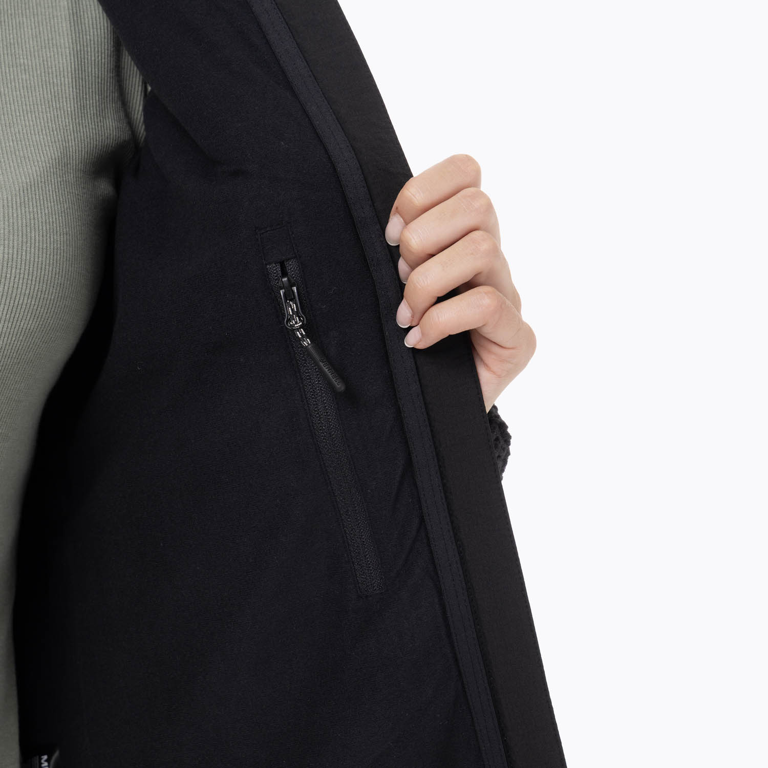 CASACA MUJER FULL-ZIP SHERPA NEGRO - 8
