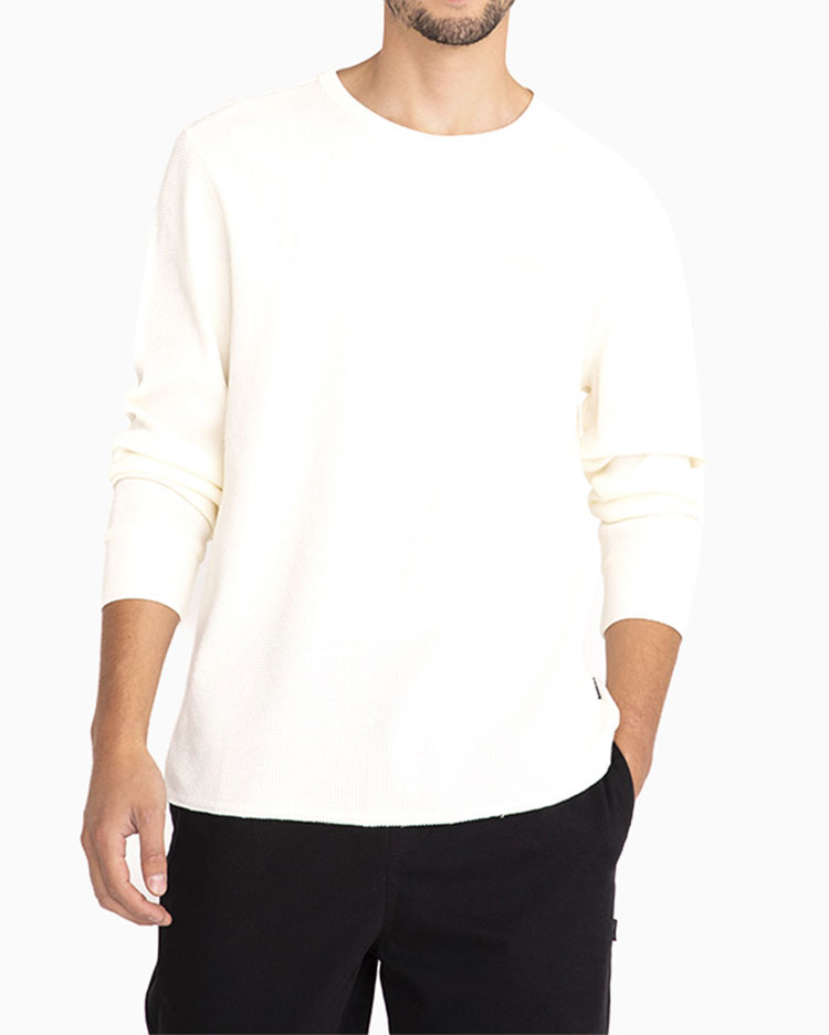POLO HOMBRE MANGA LARGA WAFFLE CONS CREMA - 1