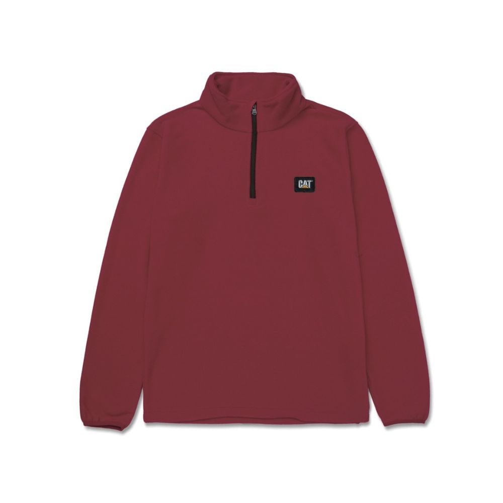 CHOMPA HOMBRE CAT MICROFLEECE QUARTER ZIP ROJO - 1