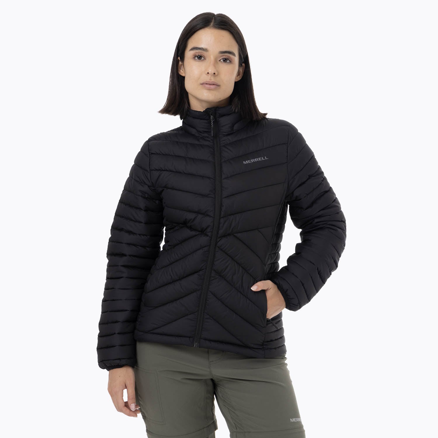 CASACA MUJER FULL ZIPPER PARKA NEGRO - 1