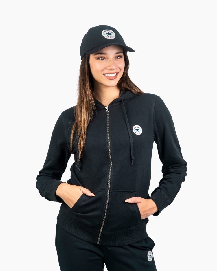 POLERA MUJER CORE FULL ZIP NEGRO - 1