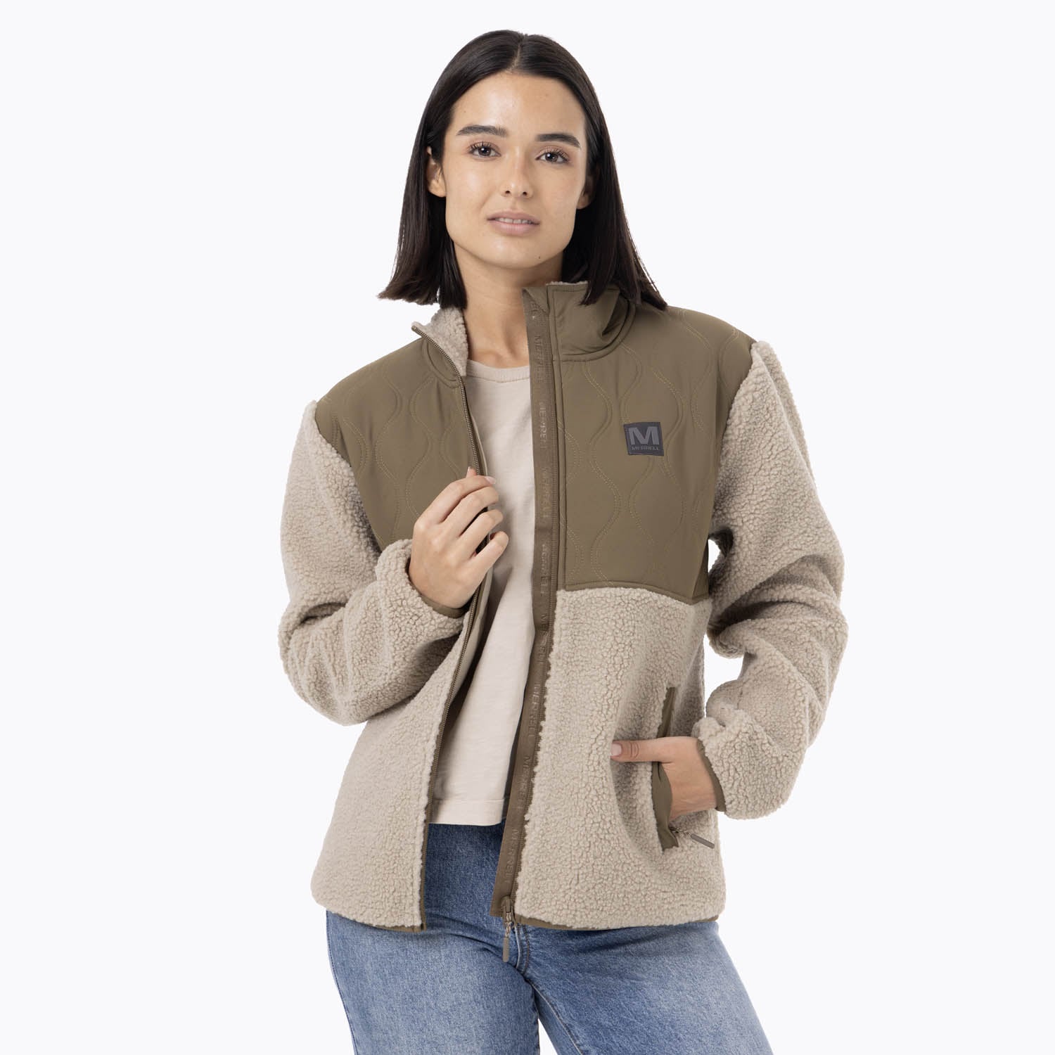 CASACA MUJER FULL-ZIP SHERPA MARRÓN - 1