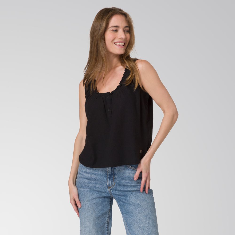 BLUSA MUJER U-NECK BUTTON FRONT NEGRO - 6