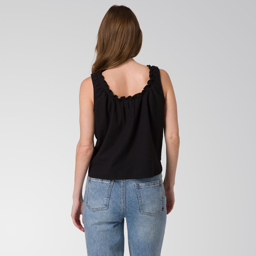 BLUSA MUJER U-NECK BUTTON FRONT NEGRO - 7