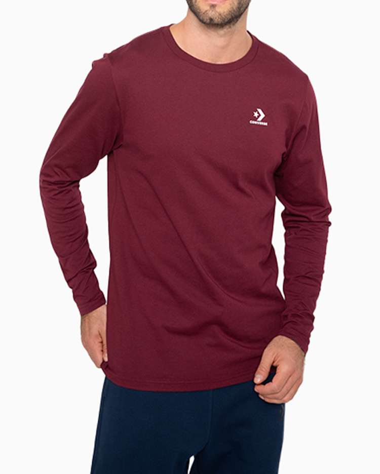 POLO HOMBRE BASIC MANGA LARGA GUINDA - 1