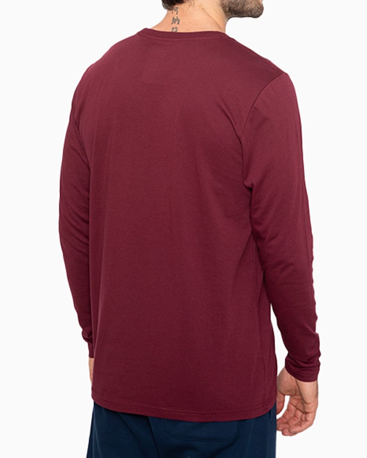 POLO HOMBRE BASIC MANGA LARGA GUINDA - 2