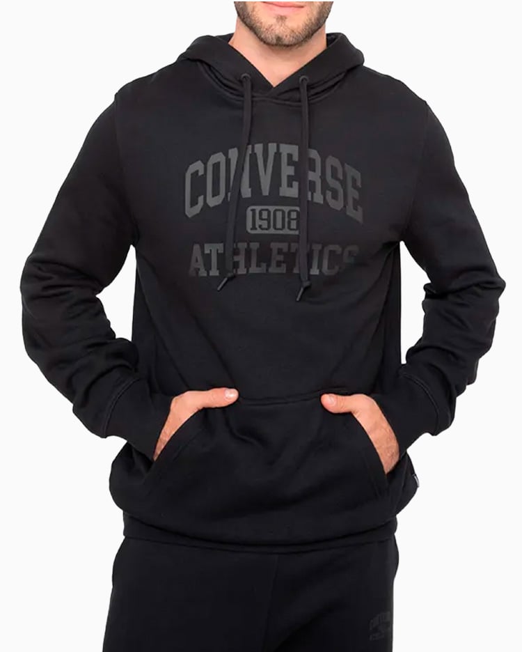 POLERA HOMBRE BASIC HOODIE NEGRO - 1